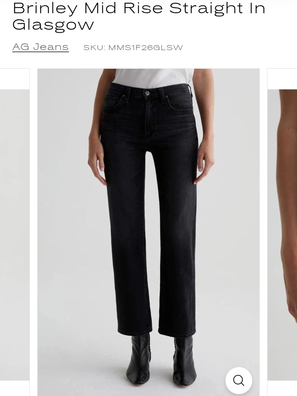 Ag Adriano Goldschmied Brinley Mid Rise Straight Jeans — Black